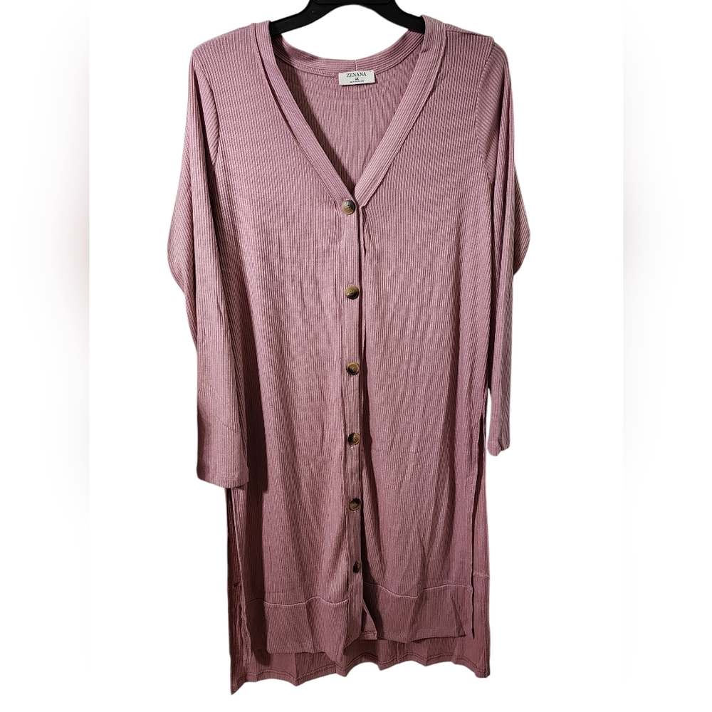 Zenana Dusty Pink Long Cardigan Size 2X